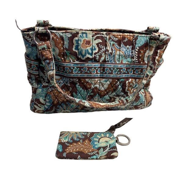 Vera Bradley Women's 2-Piece Set Brown Vintage Quilted Floral‎ Tote Bag - Picture 2 of 8